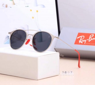 Ray Ban RB3607 Sunglasses Black/Silver with Red
