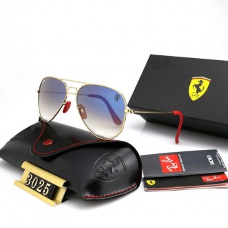 Ray Ban RB3025 Sunglasses Gradient Blue/Silver with Red