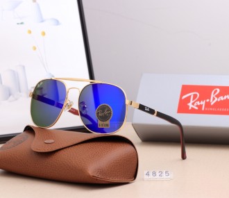 Ray Ban RB4825 Aviator Sunglasses Dark Blue/Black with Red