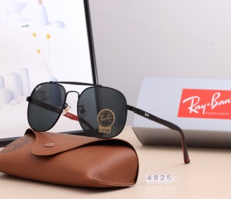 Ray Ban RB4825 Aviator Sunglasses Black/Black with Red