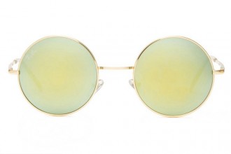 Ray Ban RB3088 Round Sunglasses Metal Gold/Light Jade