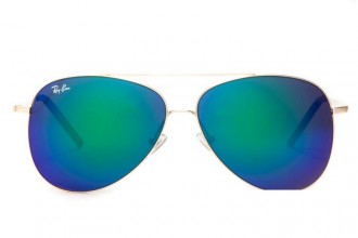 Ray Ban RB3811 Aviator Sunglasses Gold/Green
