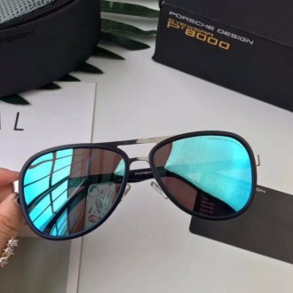Mens Womens Porsche Design P'8000 Aviators Sunglasses Polarized Blue