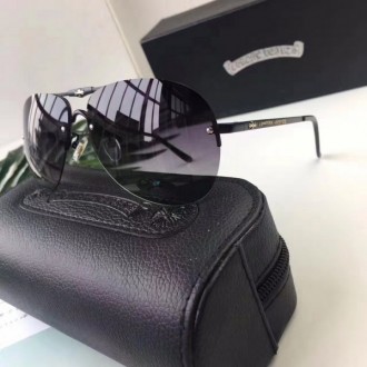 Chrome Hearts Aviator Polarized Rimless Sunglasses Black Lenses