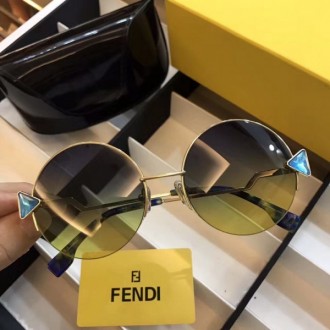 Fendi FF0243 Rainbow Round Sunglasses Gradient Green