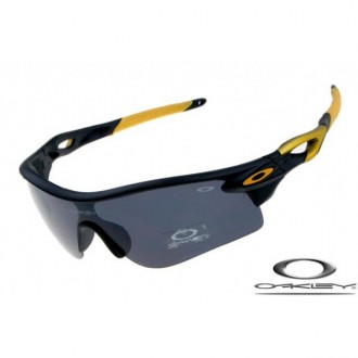 Cheap Oakley Radarlock Sunglasses Black Golden Frame Gray Iridium Lens