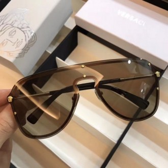 Versace OVE180 Rimless Sunglasses Brown Lenses