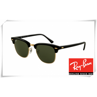 Ray Ban RB3016 Classic Clubmaster Sunglasses Ebony Arista Frame Green Lens