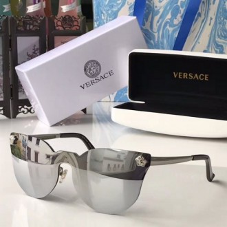 Men's Women's Versace VE2120 Fashion Sunglasses Shiny Silver