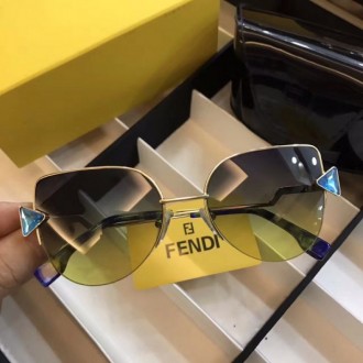 Fendi FF0242-S Iridia Cat-Eye Sunglasses Brown Blue