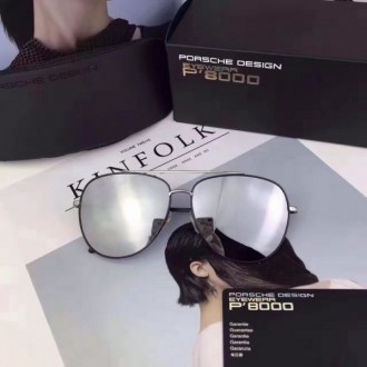 Porsche Design Silver P'8000 Aviators Sunglasses Polarized White