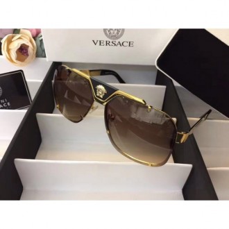 Versace Fashion Sunglasses With Medusa Logo Brown Lenses Gold Frame