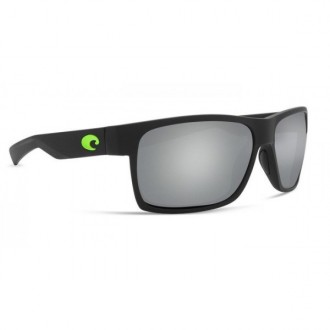 Costa Half Moon Matte Black Green Logo Sunglasses