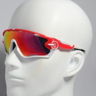 Oakley Sunglasses Jawbreaker red/white Frame fire Iridium Lens white logo