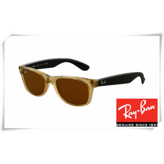 Ray Ban RB 2132 New Wayfarer Sunglasses Honey Crystal Frame Brown Lens