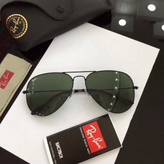 Men's Women's Ray Ban Original Black Aviator Sunglasses Blue