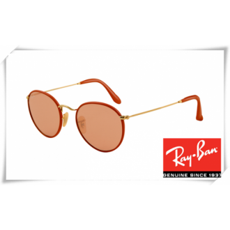 Ray Ban RB3475Q Round Craft Sunglasses Red Frame Polar Pink Lens