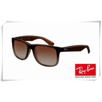 Ray Ban RB4165 Justin Sunglasses Rubber Brown Frame Brown Gradient Lens