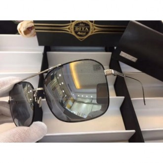 Men's Women's Dita Flight Metal Frame Sunglasses Shiny Grey