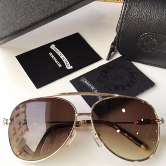 Chrome Hearts Glasses Polarized Brown Lenses White Gold Frame