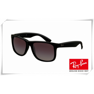 Ray Ban RB4165 Justin Sunglasses Shiny Black Frame Purple Gradient Lens