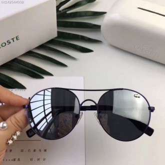 Men's Women's Lacoste Polarized Round Sunglasse Black Mirror Blue Frame