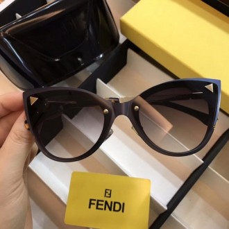 men's Women's Fendi Iridia Cat-Eye Sunglasses Black Blue