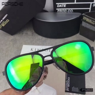 Porsche Design Black P5202 Sunglasses Polarized Black Green