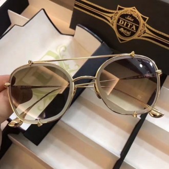 Men's Women's Dita Mach Round Metal Sunglasses Light Green