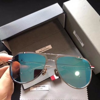 Thom Browne Sunglasses TB125 Blue Lenses Silver Frame