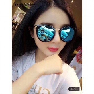 Women's Karen Walker 1513 Retro Polarized Sunglasses Blue Lenses