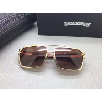Chrome Hearts Hum Mer Polarized Sunglasses Brown Lenses Gold Frame