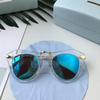 Women's Karen Walker Polarized Round Sunglasses Blue Lenses White Frame