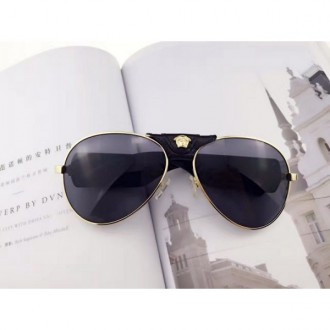 Versace Medusa Visor Sunglasses Black Lenses Gold Frame