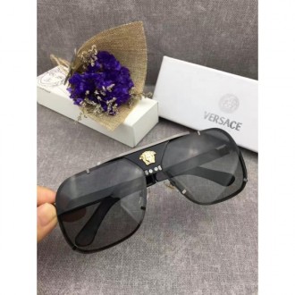 Versace Visor Sunglasses Metal Frame Black Lenses