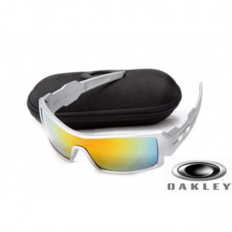  Oakley Oil Drum Sunglasses Silver Gray Frame Yellow Blue Lens OAKLEY201567346