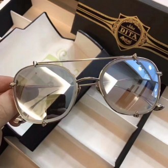 Men's Women's Dita Mach Round Metal Sunglasses Shiny Silver