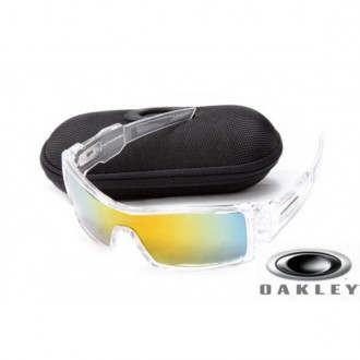  Oakley Oil Drum Sunglasses crystal Clear Frame Yellow Blue Lens OAKLEY201567341