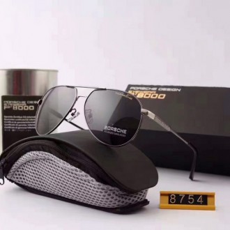 Porsche Design Silver P8754 Aviators Sunglasses Polarized Black