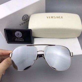 Versace VE0809 Fashion Sunglasses Shiny Silver Lenses