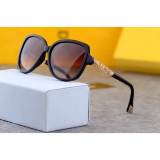 Fendi FD0059 Square Sunglasses Brown Lenses Black Frame