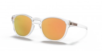 Oakley Latch Low Bridge Fit sunglasses Matte Clear frame Prizm Rose Gold Polarized lens
