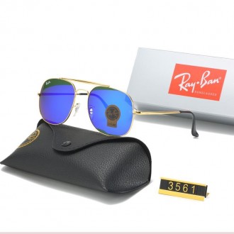 Ray Ban RB3561 Sunglasses Dark Blue/Gold with Black