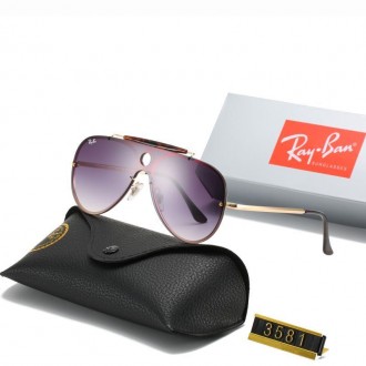Ray Ban RB3581 Sunglasses Mirror Dark Purple/Gold with Black