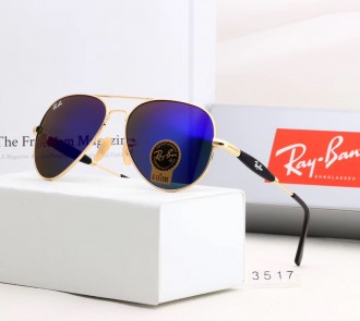 Ray Ban RB3517  Sunglasses Mirror Dark Blue/Gold with Black
