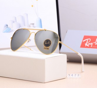 Ray Ban RB3422 Sunglasses Gray/Gold with White