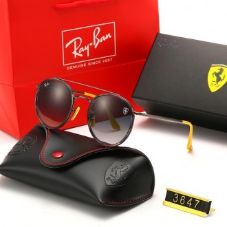 Ray Ban RB3647 Sunglasses Brown/Black with Yellow