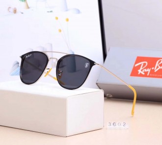 Ray Ban RB3602 Sunglasses Black/Silver with Yellow