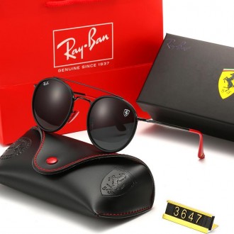 Ray Ban RB3647 Sunglasses Black/Black with Red