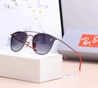 Ray Ban RB3602 Sunglasses Dark Gray/Gray with Red